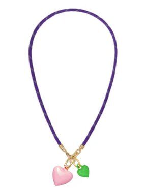Roxanne Assoulin The Happy Cord Mini Double Heart Necklace Grape/Pink/Apple